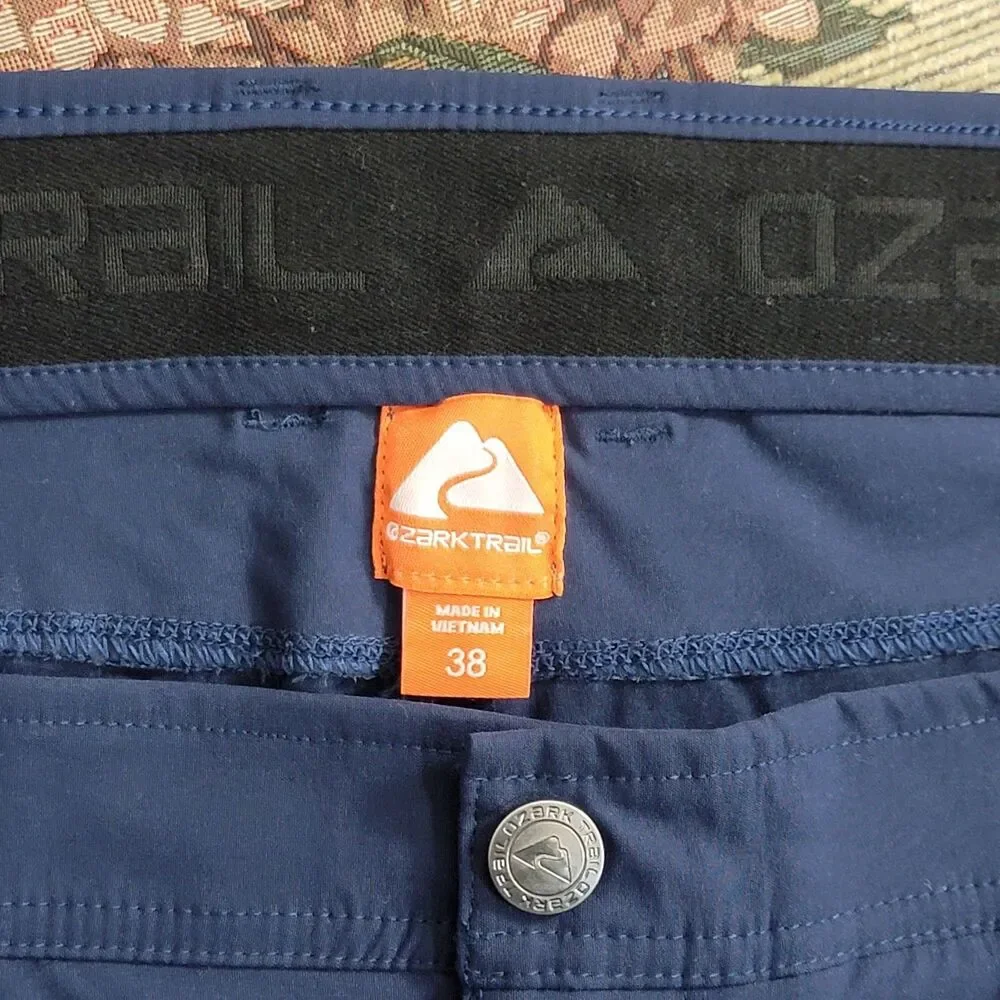 Ozark Trail Hiking Pant Men 38x24 Blue Straight Leg Nylon Blend Articulated Knee